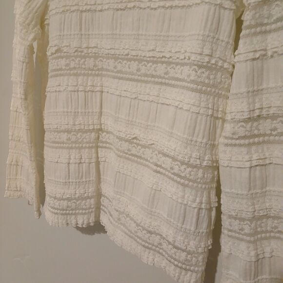 By TiMo Nordstrom Lace Blouse Small White Ruffled Sheer Cottagecore - Picture 6 of 9